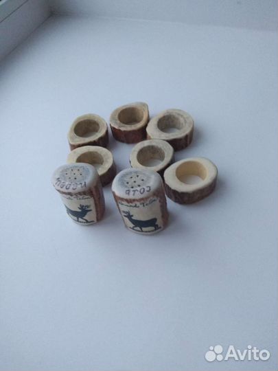 Набор из рога оленя: солонки, кольца для салфеток