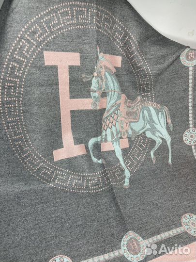 Шарф Hermes серо-розовый