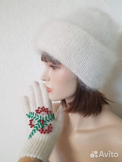 Шапка пуховая женская вязаная такори Козий пух