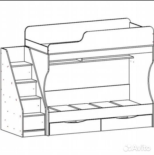 Двухярусная кровать с лестницей-комодом