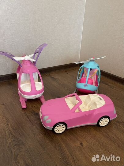 Вертолет 2шт, автомобиль Barbie