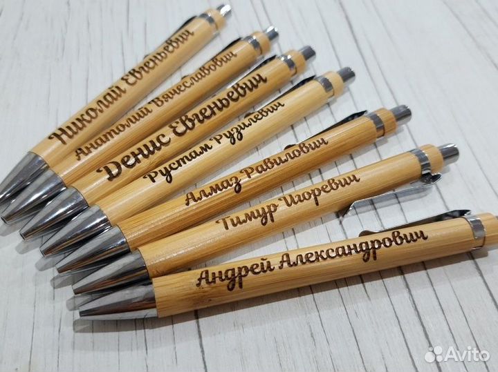 Бамбуковые ручки с гравировкой имени или логотипа