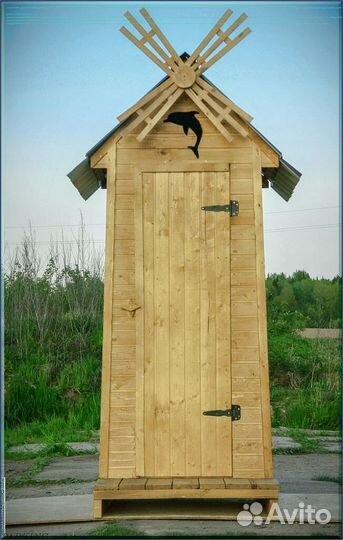 Дачный туалет деревянный прямоугольник MKJ