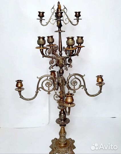 Старинный бронзовый канделябр