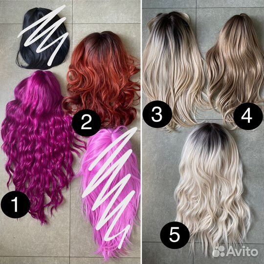 Аренда парик с длинными волосами блонд розовый