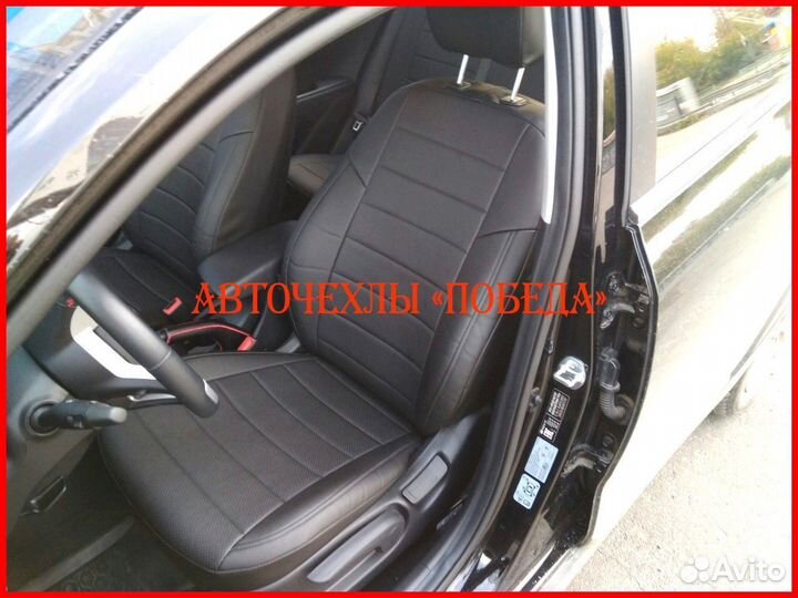 Чехлы Kia Rio 4 Xline из экокожи чёрные Классика