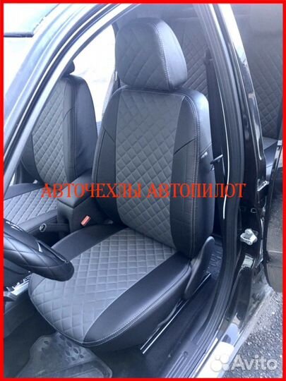 Чехлы Автопилот Datsun On-Do из экокожи чёрно-серы