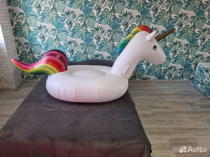Большой надувной матрас плот Единорог 200х100х90см