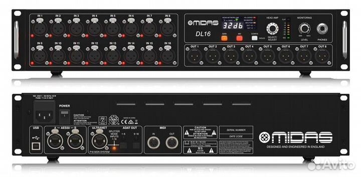 Midas DL16, стейдж-бокс, 16 мик/лин входов, 8 лин