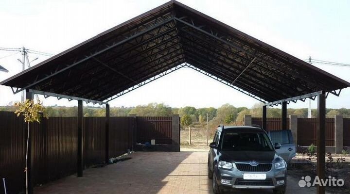 Навесы для автомобиля монтаж до 2-х дней