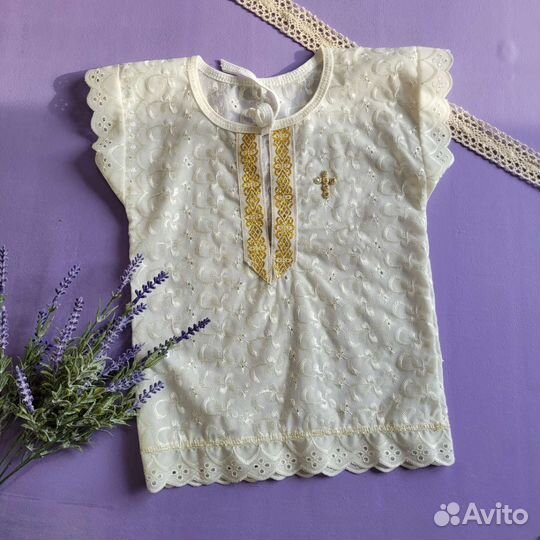 Крестильная рубашка для мальчика 80 - 86 см