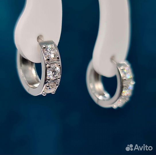 Серьги кольца с бриллиантами (муассанитами) 0,6ct