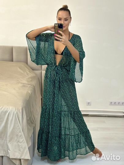 Пляжная туника накидка халатик из шифона