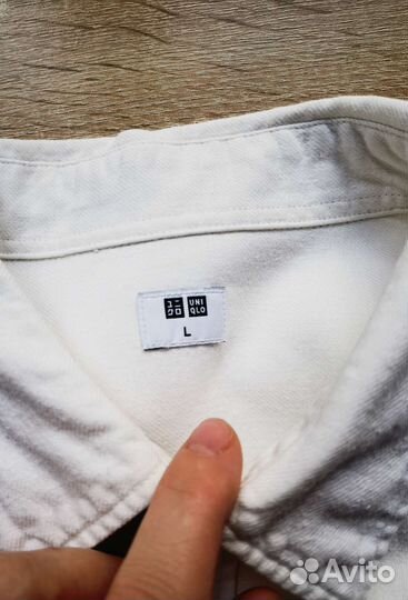 Белая мужская рубашка Uniqlo L 50 хлопок бу