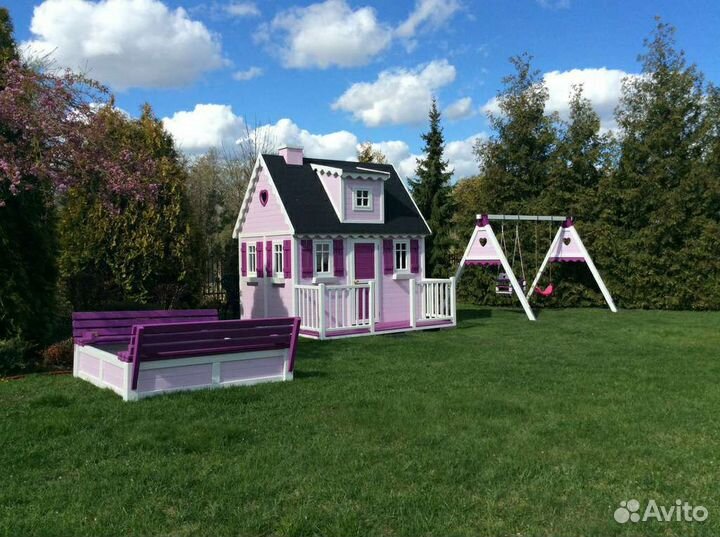 Детский игровой деревянный домик для дачи и сада