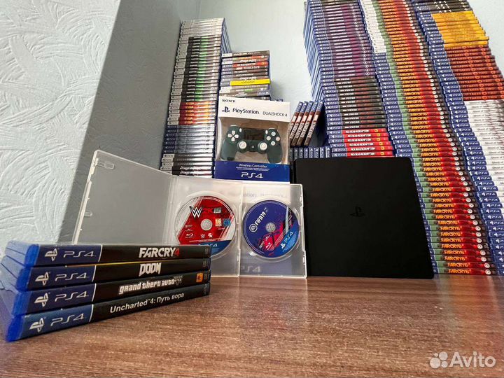 Ps4 slim 1000gb + игры
