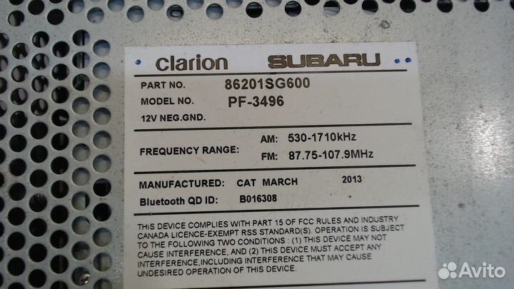 Магнитола Subaru Forester 2013, 2014