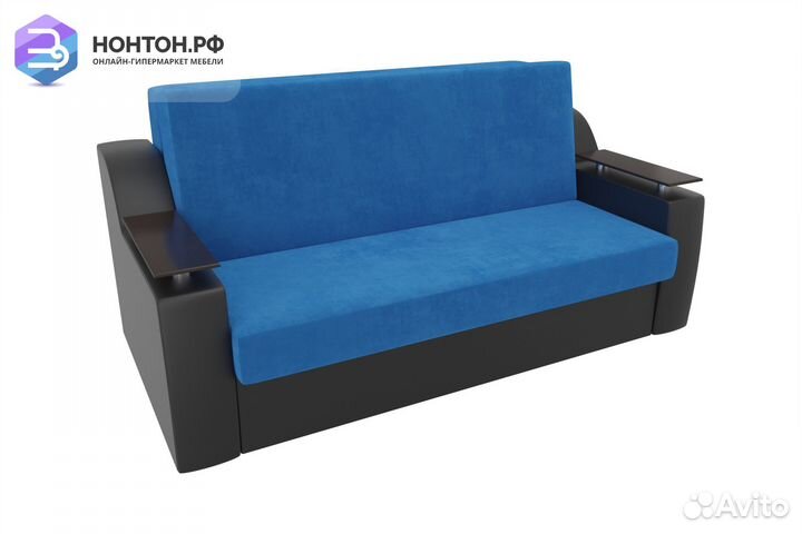 Диван аккордеон Сенатор черный / голубой