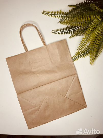 Крафтовые пакеты с кручёными ручками