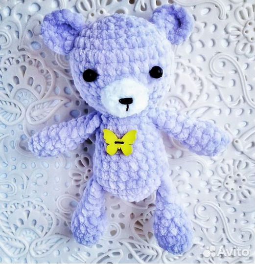 Мягкая игрушка, мишка, плюшевый медведь, вязаная и