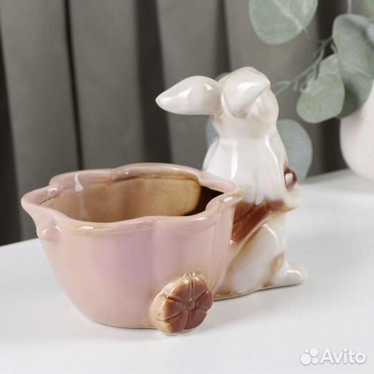 Конфетница керамическая 'Зайка', 20x13x14 см, цвет