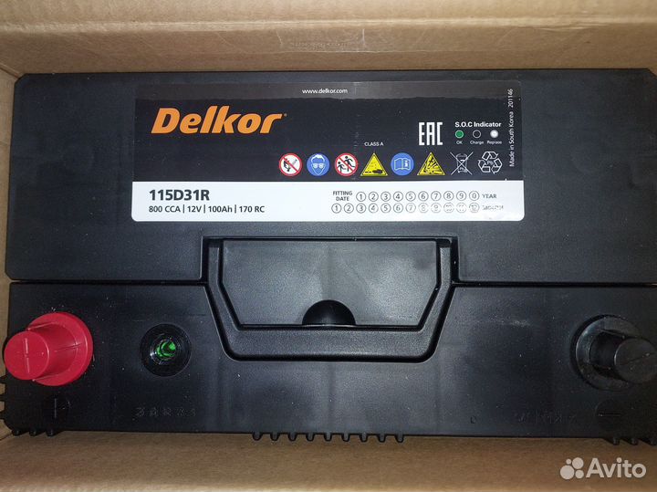 Аккумулятор Delkor 115D31R 100R 800A 306x173x225
