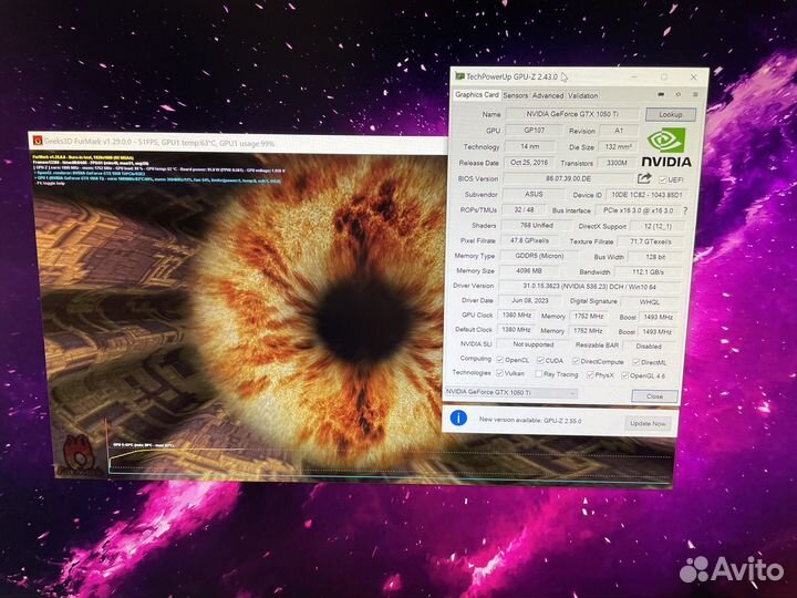 GTX 1050 ti 4gb с подсветкой