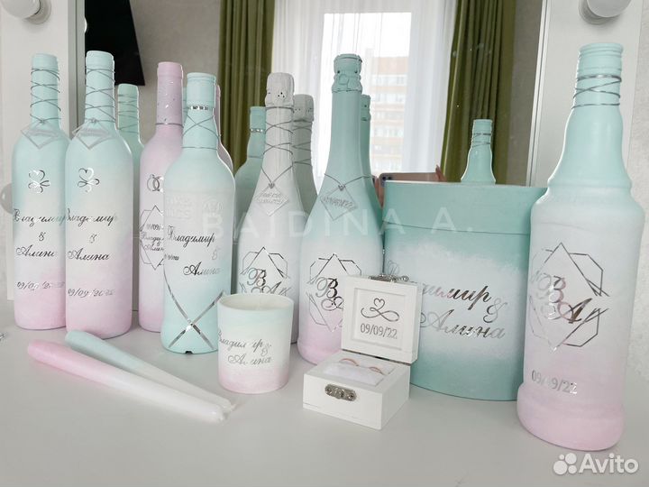 Свадебные бутылки, семейный банк, семейный очаг