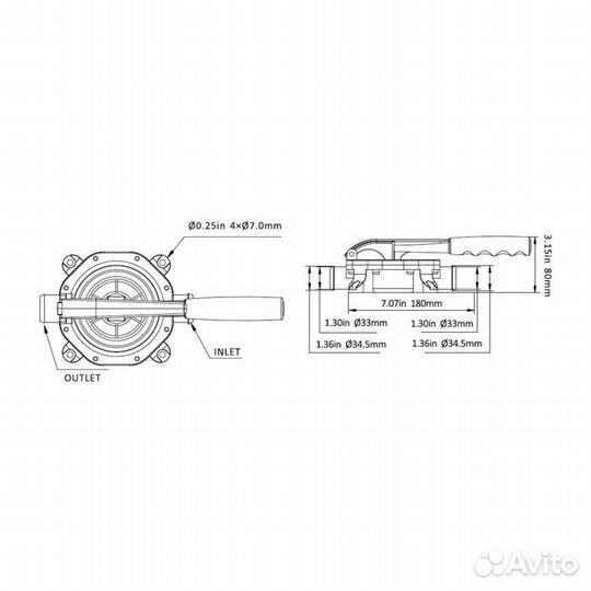 Ручной осушительный насос seaflo sfdhp-G720-01 45л/мин (компакт)