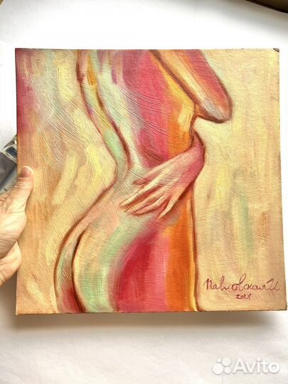 Картина маслом женщина ню, 30/30 см