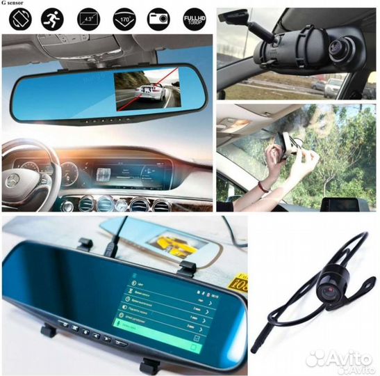 Видеорегистратор-зеркало с камерой з.в