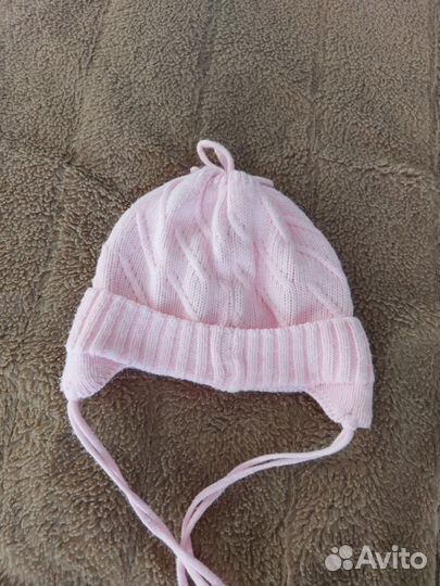 Шапка для девочки тёплая с подкладом, 3-6 месяцев