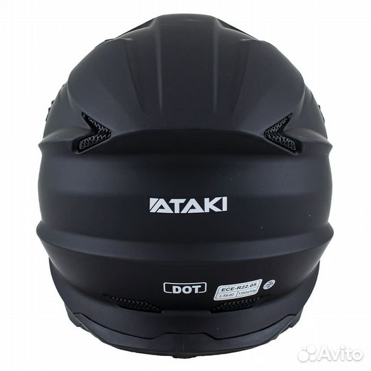 Мотошлем кроссовый ataki JK801A Solid черный мато