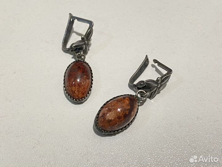 Серьги кольцо СССР с камнями, винтаж