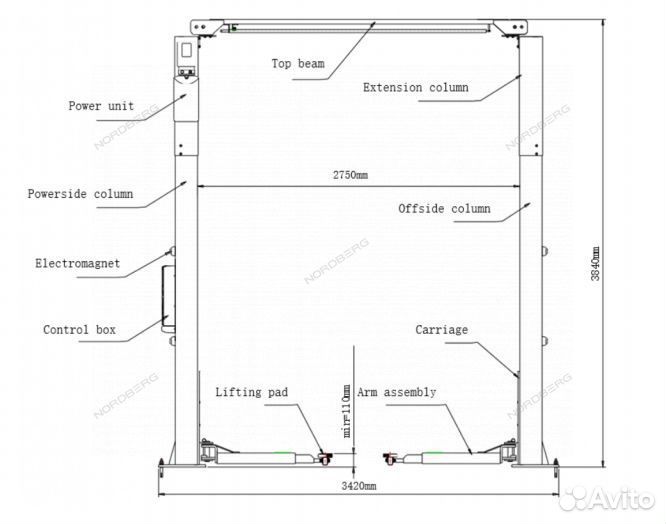 Подъемник 380V 2х 2х стоечный launch TLT240SCA