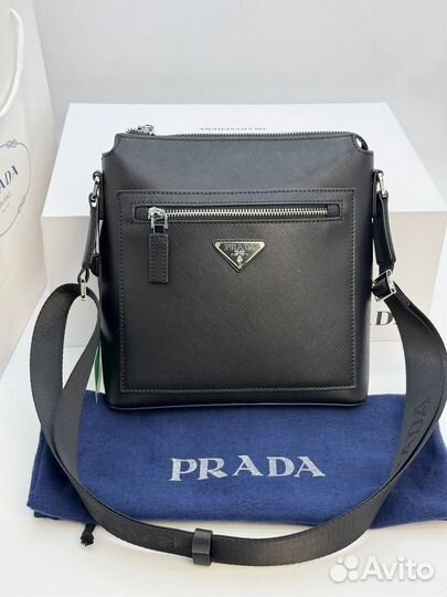 Мужская кожаная сумка новая через плечо prada