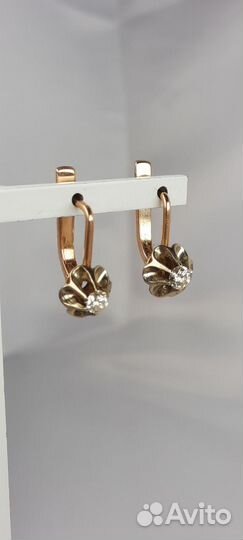 Серьги с бриллиантами, Золото 583 пр, Вес 5.2гр Ви