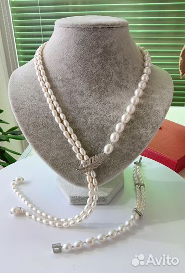 Колье из натурального жемчуга