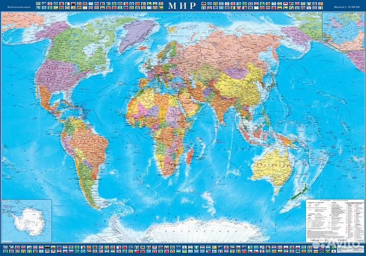 Карта Мира. Россия (с Лнр, Днр, Херсон, Запорожье)