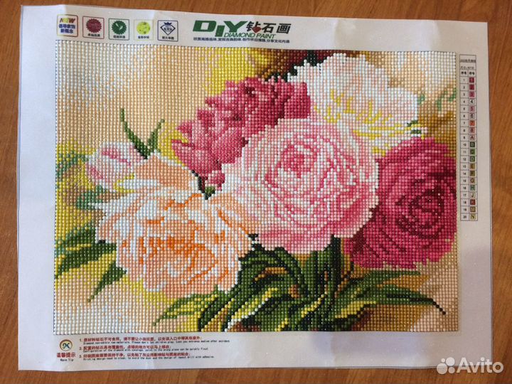 Картина из страз готовая, «Букет пионов»