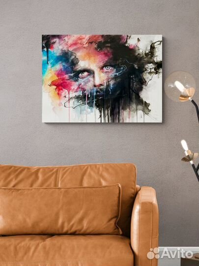 Картина абстракция девушка лицо глаза 70х50