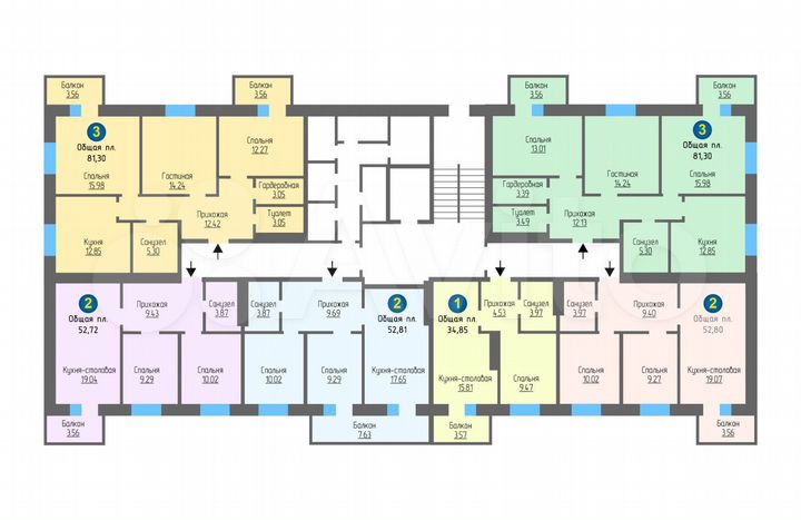 2-к. квартира, 52,8 м², 6/10 эт.