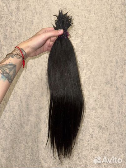 Волосы для наращивания 50 см 300 капсул черный