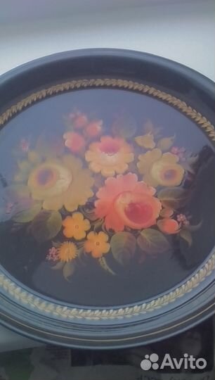 Поднос, ваза красного хрусталя