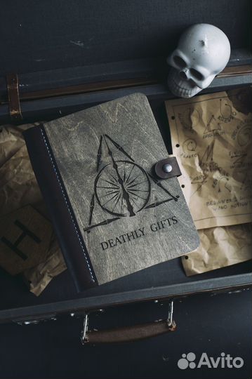 Блокнот из дерева с кожаным переплетом