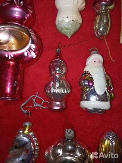 Стеклянные старинные ёлочные игрушки СССР