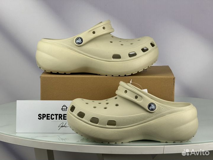 Сабо Crocs на Платформе бежевые