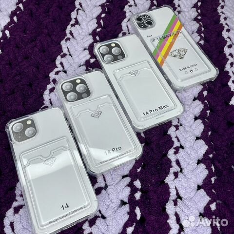 Прозрачный силиконовый чехол с отсеком под карту