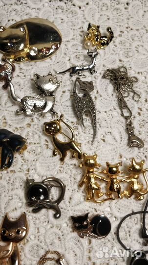 Кот/Котики Брошь Подвеска Комплект винтаж