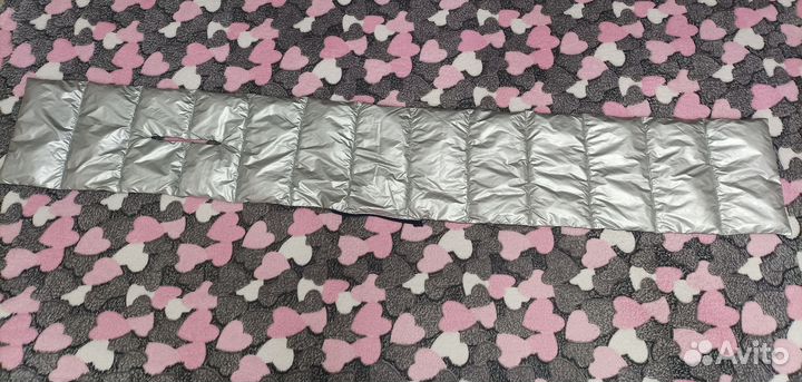 Стеганый шарф дутый цвет темно-синий, серебристый